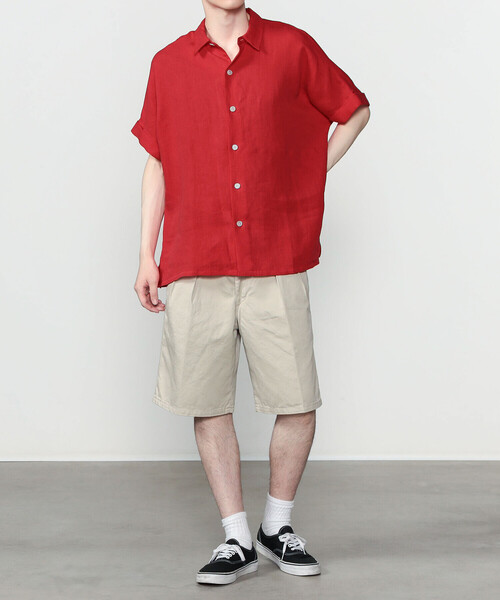 HAVERSACK(ハバーザック)の「HAVERSACK | リネンツイル ドルマンスリーブ半袖シャツ MEN(シャツ/ブラウス・メンズ・レッド/ホワイト・S/M)」の11枚目の写真