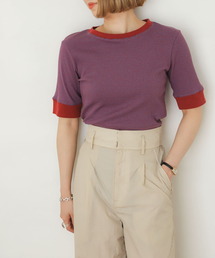 リンガーボーダーTシャツ(5分袖)