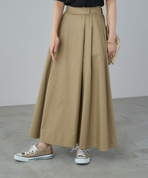Dickies(ディッキーズ)の「Dickies ディッキーズ 別注 限定 TCツイルタック入りロングフレアスカート(スカート・レディース・ブラック/ベージュ/ネイビー/ブラウン/オフホワイト/オリーブ・FREE)」の5枚目の写真