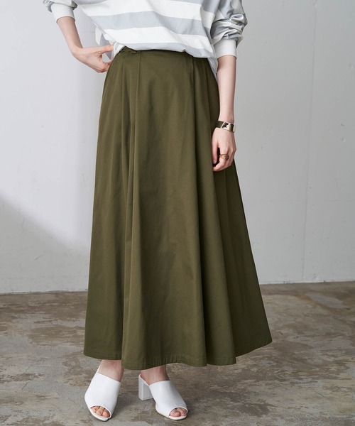 Dickies(ディッキーズ)の「Dickies ディッキーズ 別注 限定 TCツイルタック入りロングフレアスカート(スカート・レディース・ブラック/ベージュ/ネイビー/ブラウン/オフホワイト/オリーブ・FREE)」の14枚目の写真
