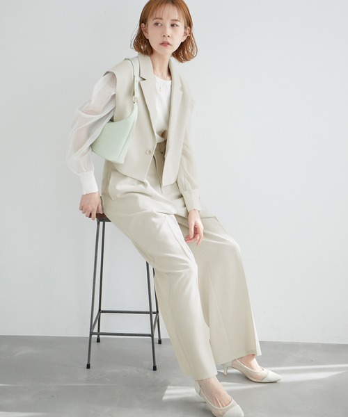 ROPE' PICNIC(ロペピクニック)の「ショート丈ジレ/UVカット・リンクコーデ(ベスト・レディース・サックスブルー/ベージュ系その他2/ネイビー・38)」の5枚目の写真