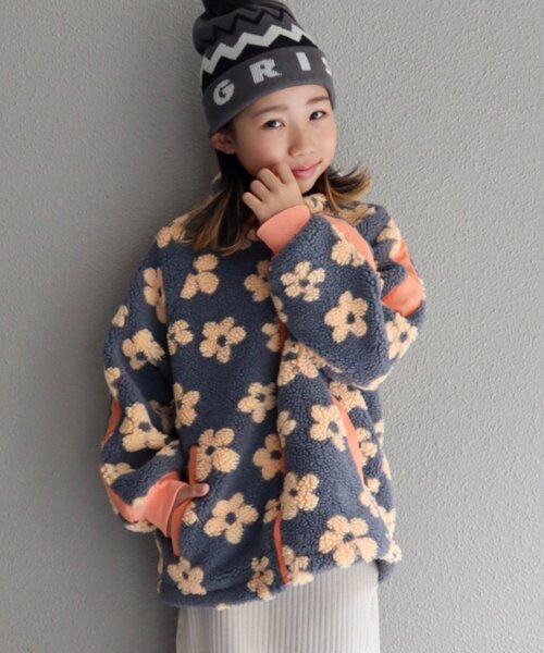 CIAOPANIC TYPY(チャオパニックティピー)の「【KIDS】【ユニセックス】総柄ボアブルゾン《ジュニアサイズあり》(ブルゾン・キッズ・アイボリー/ネイビー/グレー/グリーン・XX-LARGE/X-LARGE/LARGE/SMALL/MEDIUM)」の3枚目の写真