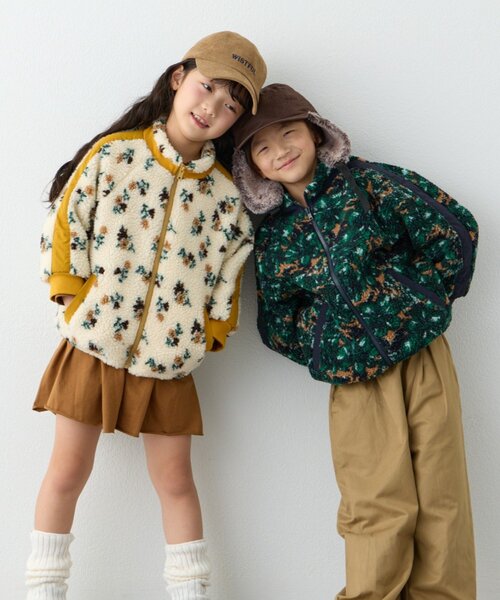 CIAOPANIC TYPY(チャオパニックティピー)の「【KIDS】【ユニセックス】総柄ボアブルゾン《ジュニアサイズあり》(ブルゾン・キッズ・アイボリー/ネイビー/グレー/グリーン・XX-LARGE/X-LARGE/LARGE/SMALL/MEDIUM)」の10枚目の写真