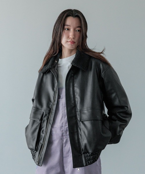 LOWRYS FARM(ローリーズファーム)の「【LFM(U)】フェイクレザーボアジャケット 571332(ブルゾン・メンズ・ブラック・MEDIUM/LARGE)」の1枚目の写真