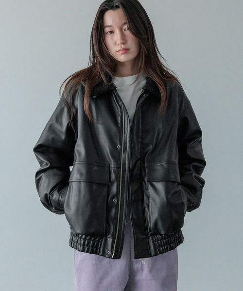 LOWRYS FARM(ローリーズファーム)の「【LFM(U)】フェイクレザーボアジャケット 571332(ブルゾン・メンズ・ブラック・MEDIUM/LARGE)」の5枚目の写真