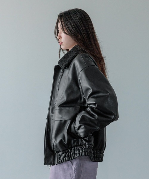 LOWRYS FARM(ローリーズファーム)の「【LFM(U)】フェイクレザーボアジャケット 571332(ブルゾン・メンズ・ブラック・MEDIUM/LARGE)」の6枚目の写真