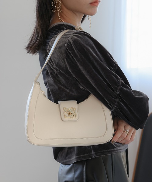 VIS(ビス)の「【180℃美人見え】ハンドルリボンワンショルダーバッグ(ハンドバッグ・レディース・グリーン/キナリ/ブラック・FREE)」の2枚目の写真