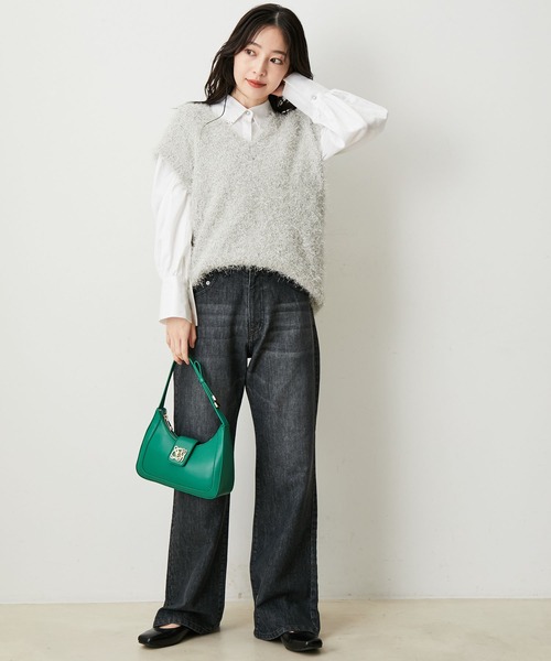 VIS(ビス)の「【180℃美人見え】ハンドルリボンワンショルダーバッグ(ハンドバッグ・レディース・グリーン/キナリ/ブラック・FREE)」の10枚目の写真