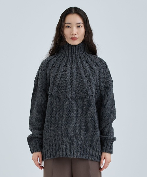 CLANE(クラネ)の「【CLANE/クラネ】CHUNKY CABLE HAND KNIT TOPS/チャンキーケーブルハンドニットトップス(ニット/セーター・レディース・ブルー/アイボリー/グレー・1)」の7枚目の写真