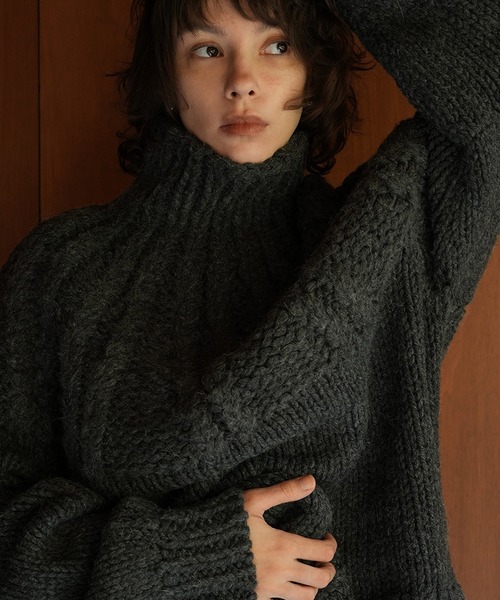 CLANE(クラネ)の「【CLANE/クラネ】CHUNKY CABLE HAND KNIT TOPS/チャンキーケーブルハンドニットトップス(ニット/セーター・レディース・ブルー/アイボリー/グレー・1)」の16枚目の写真
