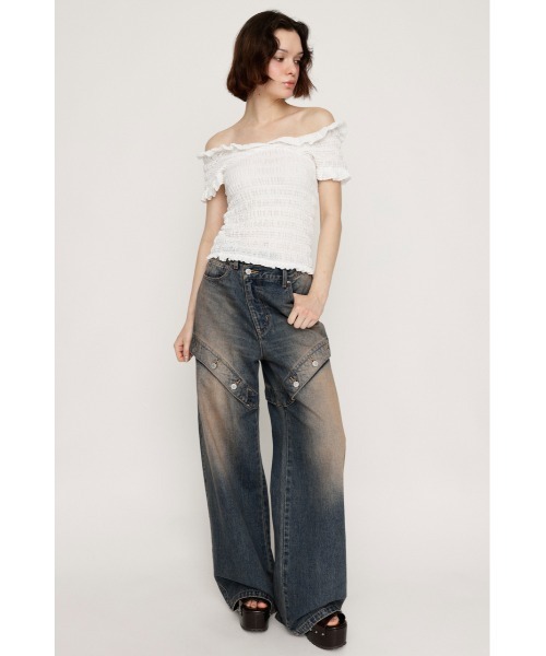 SLY(スライ)の「J/W SIDE OPEN STRAIGHT PT ジャストウエスト サイドオープン ストレートパンツ(デニムパンツ・レディース・ライトブルー/ブルー・0/1/2)」の16枚目の写真