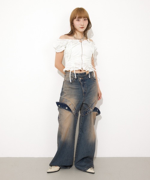 SLY(スライ)の「J/W SIDE OPEN STRAIGHT PT ジャストウエスト サイドオープン ストレートパンツ(デニムパンツ・レディース・ライトブルー/ブルー・0/1/2)」の19枚目の写真