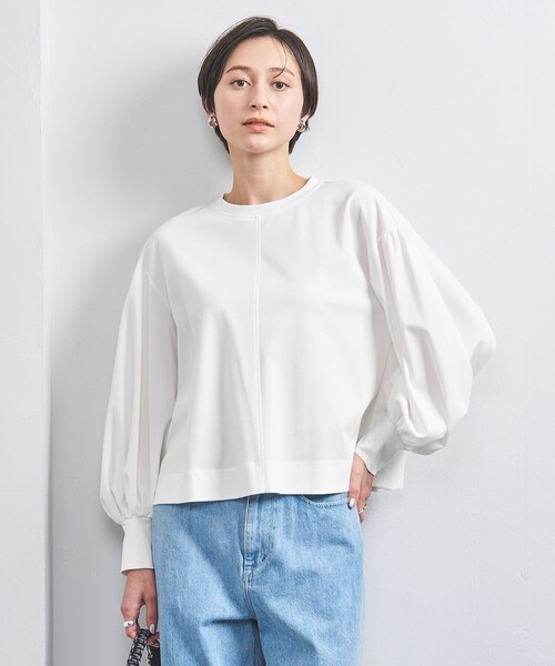 UNITED ARROWS(ユナイテッドアローズ)の「ポンチ バルーンスリーブ カットソー(Tシャツ/カットソー・レディース・ホワイト/ライトピンク/ブラック・FREE)」の1枚目の写真