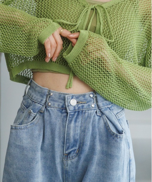 Miniministore(ミニミニストア)の「【お気に入り数16万人突破!】ウエスト ホックで華奢見え!ハイウエストワイドストレートデニムパンツ(デニムパンツ・レディース・インディゴブルー/ブラウン/ライトブルー/ブラック/ホワイト/ダークブルー/ピンク/ターコイズブルー/カラフル/カーキ/カモフラージュ/タン/イエロー/ダークインディゴブルー/ブルー系その他/ワンウォッシュ/ライトグレー/ライトブラック/ブラウン系その他/ブラック系その他・S/L/M/XL/XS)」の21枚目の写真