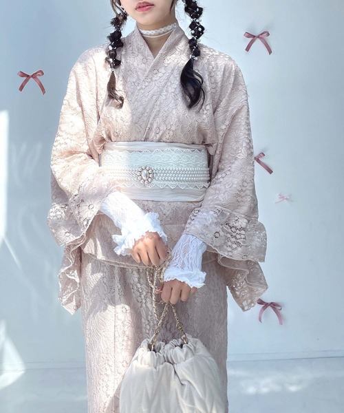 AS KNOW AS plus(アズノゥアズプラス)の「●レースデザイン浴衣 3点セット(キャミワンピース・羽織り・兵児帯)(浴衣・レディース・ブルー系/ブラック系/ピンク系/ブラック系その他/ブルー系その他/ブラック系1・FREE)」の11枚目の写真