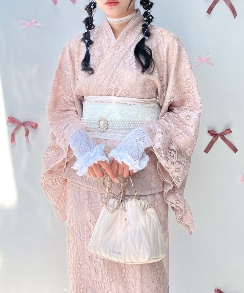AS KNOW AS plus(アズノゥアズプラス)の「●レースデザイン浴衣 3点セット(キャミワンピース・羽織り・兵児帯)(浴衣・レディース・ブルー系/ブラック系/ピンク系/ブラック系その他/ブルー系その他/ブラック系1・FREE)」の13枚目の写真