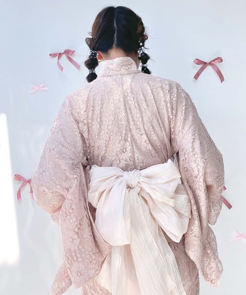 AS KNOW AS plus(アズノゥアズプラス)の「●レースデザイン浴衣 3点セット(キャミワンピース・羽織り・兵児帯)(浴衣・レディース・ブルー系/ブラック系/ピンク系/ブラック系その他/ブルー系その他/ブラック系1・FREE)」の14枚目の写真