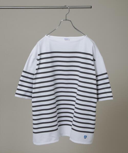ORCIVAL(オーシバル)の「ORCIVAL/WIDE BOAT NECK S/S P.O.(Tシャツ/カットソー・メンズ・ホワイト/グレー/ネイビー/ベージュ系その他・5/4)」の2枚目の写真