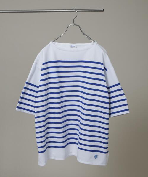 ORCIVAL(オーシバル)の「ORCIVAL/WIDE BOAT NECK S/S P.O.(Tシャツ/カットソー・メンズ・ホワイト/グレー/ネイビー/ベージュ系その他・5/4)」の1枚目の写真