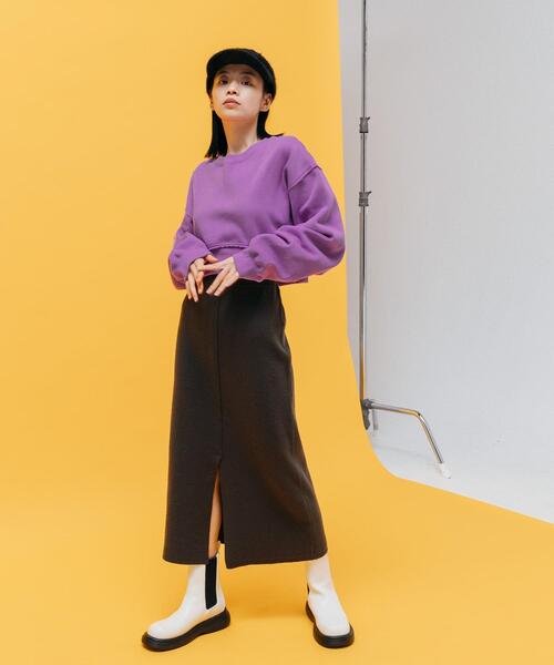 CITEN(シテン)の「<CITEN>起毛裏毛 クロップド スウェット(スウェット・レディース・ライトグレー/パープル/ダークグレー・FREE)」の9枚目の写真