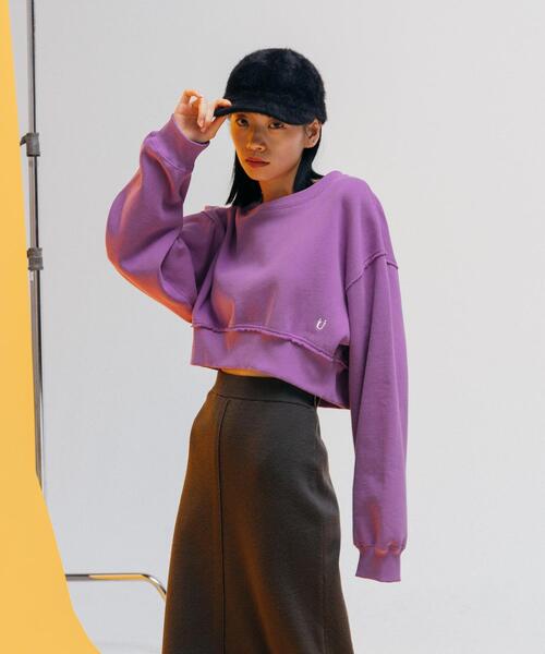 CITEN(シテン)の「<CITEN>起毛裏毛 クロップド スウェット(スウェット・レディース・ライトグレー/パープル/ダークグレー・FREE)」の16枚目の写真