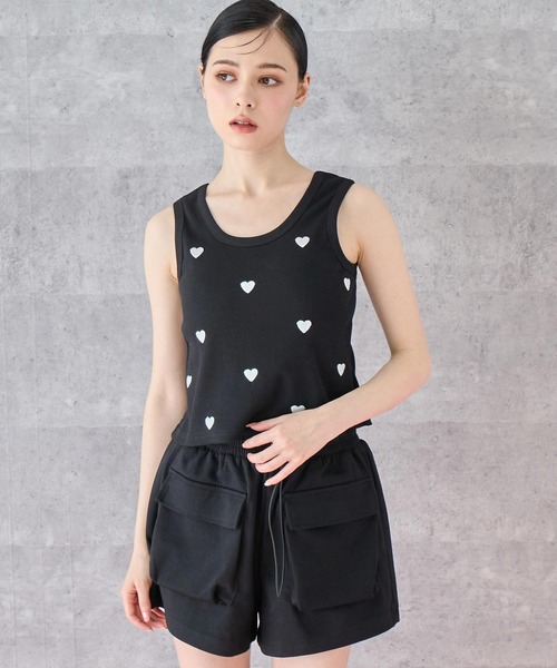 ANAP(アナップ)の「ハート 刺繍 リブ タンクトップ(タンクトップ・レディース・ブラック/ホワイト・FREE)」の7枚目の写真