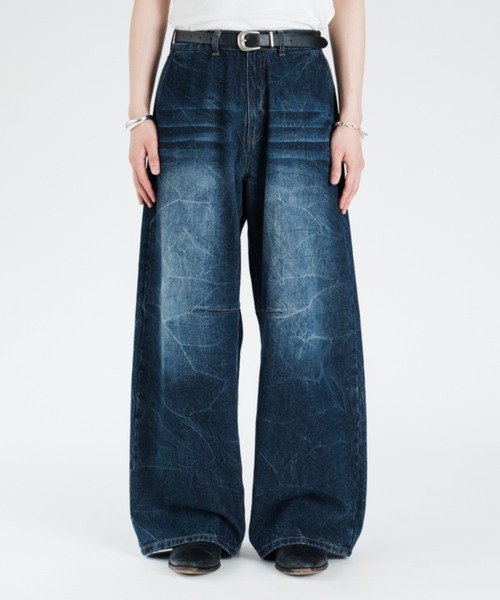 SINSS(シンス)の「Vintage washed darts denim / ヴィンテージウォッシュドダーツデニム(デニムパンツ・メンズ・ブラック/ブルー・X-SMALL/LARGE/MEDIUM/SMALL)」の2枚目の写真