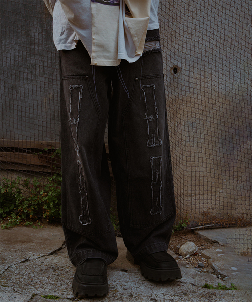 DISCOVERED(ディスカバード)の「DISCOVERED×GIDEAL×JW WKnee Bone Denim PANTS(デニムパンツ・メンズ・ネイビー/ブラック・3/2)」の12枚目の写真