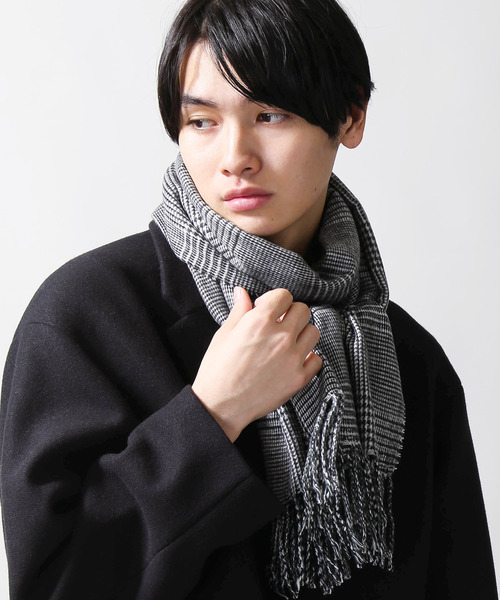 WEGO(ウィゴー)の「WEGO/カシミヤタッチチェックストール(ストール/ショール・メンズ・グレー/グレー系その他2/ブラウン系その他2・FREE)」の2枚目の写真