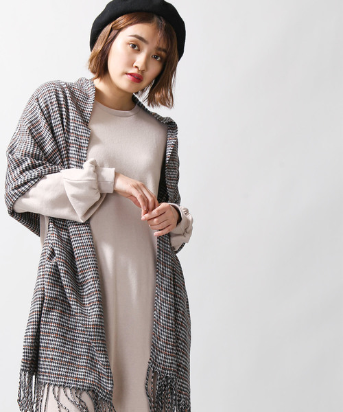 WEGO(ウィゴー)の「WEGO/カシミヤタッチチェックストール(ストール/ショール・メンズ・グレー/グレー系その他2/ブラウン系その他2・FREE)」の1枚目の写真