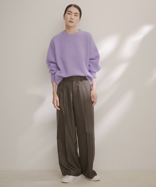 SALON adam et rope'(サロン アダム エ ロペ)の「メランジツイルスラックスパンツ【サステナブル・セットアップ対応】(スラックス・レディース・ブラック/ベージュ/ブラウン系その他・S/M)」の22枚目の写真