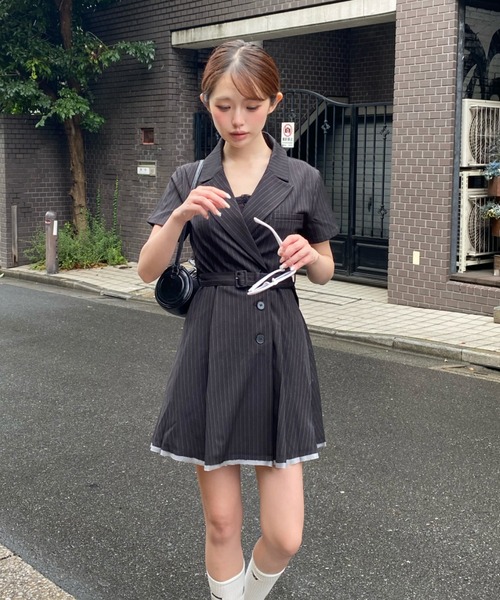 RAY CASSIN(レイカズン)の「スーツジャケットミニワンピース(ワンピース・レディース・ブラック系その他2/グレー/グレー系その他2・FREE)」の16枚目の写真