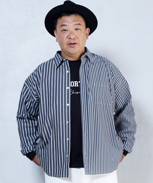 BUCCA 44(ブッカフォーティーフォー)の「【BUCCA 44】ストライプBIGシャツ(シャツ/ブラウス・メンズ・ブラック×ホワイト・MEDIUM/LARGE/X-LARGE/XX-LARGE/XXX-LARGE)」の1枚目の写真