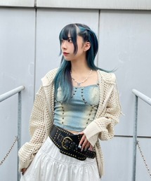 XU | 韓国風ファッション XU エックスユー Gothic punk top camisole キャミソール デニムキャミ(キャミソール)