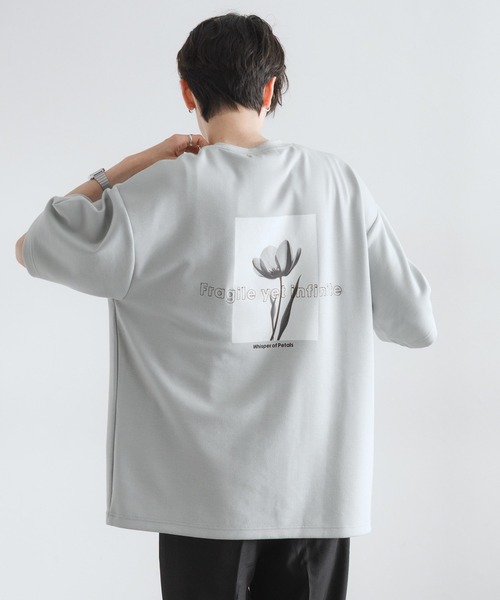 RAGEBLUE(レイジブルー)の「フラワーフォトプリント/オーバーサイズポンチTシャツ(Tシャツ/カットソー・メンズ・ブラック/ライトグレー/ホワイト/ライトブルー/ダークグリーン・SMALL/LARGE/MEDIUM)」の4枚目の写真