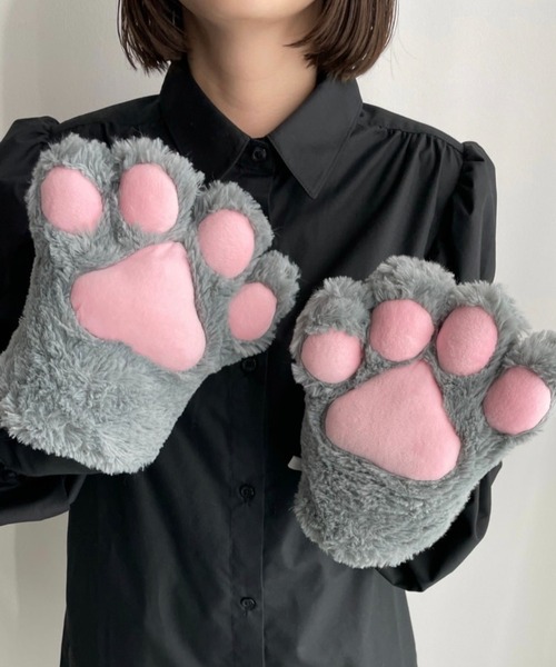 WEGO(ウィゴー)の「WEGO/モコモコにくきゅうグローブ(コスチューム/パーティーグッズ・レディース・ホワイト/ブラック/グレー・FREE)」の11枚目の写真
