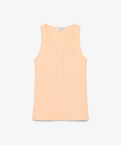 LACOSTE(ラコステ)の「フロントボタン ランダムピッチリブニットタンクトップ(タンクトップ・レディース・オレンジ/スカイブルー・34/38/36/40)」の5枚目の写真