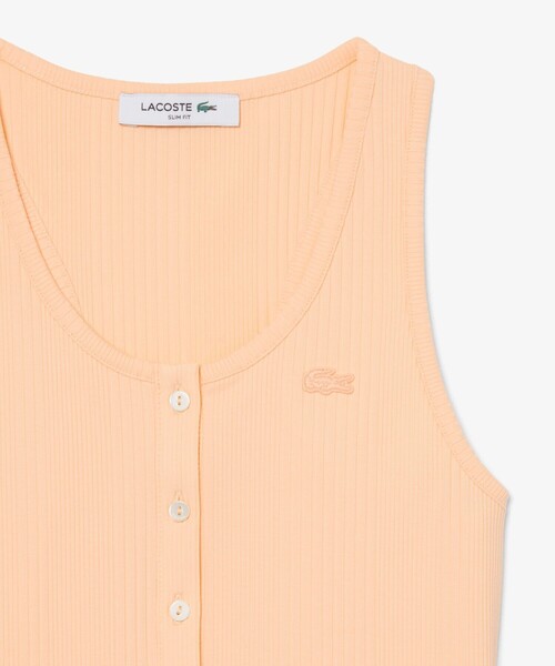 LACOSTE(ラコステ)の「フロントボタン ランダムピッチリブニットタンクトップ(タンクトップ・レディース・オレンジ/スカイブルー・34/38/36/40)」の4枚目の写真