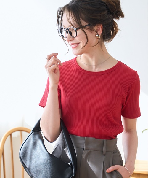 WEGO(ウィゴー)の「WEGO/コンパクトリブT(Tシャツ/カットソー・レディース・ブラック系その他/ブルー/ブラック系その他5/ブラック/ホワイト系その他5/ホワイト系その他/レッド/ホワイト/ライム・LARGE/MEDIUM/SMALL)」の9枚目の写真