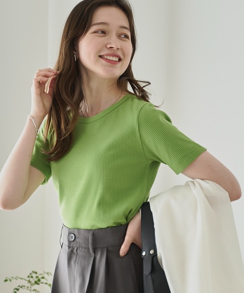 WEGO(ウィゴー)の「WEGO/コンパクトリブT(Tシャツ/カットソー・レディース・ブラック系その他/ブルー/ブラック系その他5/ブラック/ホワイト系その他5/ホワイト系その他/レッド/ホワイト/ライム・LARGE/MEDIUM/SMALL)」の7枚目の写真