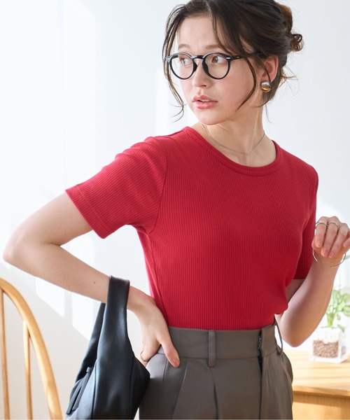 WEGO(ウィゴー)の「WEGO/コンパクトリブT(Tシャツ/カットソー・レディース・ブラック系その他/ブルー/ブラック系その他5/ブラック/ホワイト系その他5/ホワイト系その他/レッド/ホワイト/ライム・LARGE/MEDIUM/SMALL)」の13枚目の写真