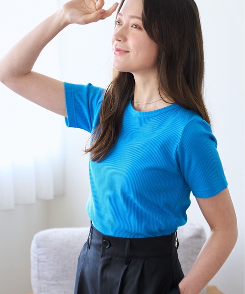 WEGO(ウィゴー)の「WEGO/コンパクトリブT(Tシャツ/カットソー・レディース・ブラック系その他/ブルー/ブラック系その他5/ブラック/ホワイト系その他5/ホワイト系その他/レッド/ホワイト/ライム・LARGE/MEDIUM/SMALL)」の11枚目の写真
