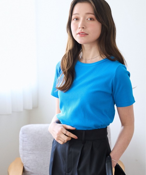 WEGO(ウィゴー)の「WEGO/コンパクトリブT(Tシャツ/カットソー・レディース・ブラック系その他/ブルー/ブラック系その他5/ブラック/ホワイト系その他5/ホワイト系その他/レッド/ホワイト/ライム・LARGE/MEDIUM/SMALL)」の10枚目の写真