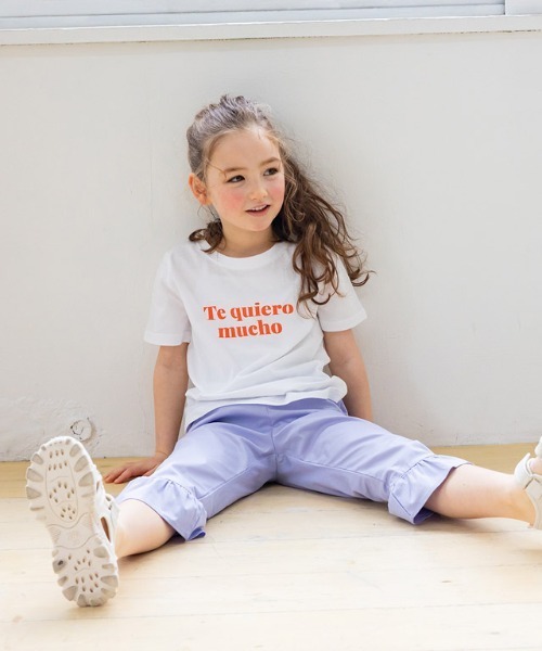 lulpini(ルルピー二)の「kids コットンロゴTシャツ(Tシャツ/カットソー・キッズ・オレンジ系/ホワイト×ブラック/ミント/ラベンダー/オフホワイト/ホワイト系その他・S/L/M)」の1枚目の写真