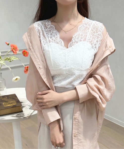 apres jour(アプレジュール)の「レースカップ付きインナー【ZOZOTOWN限定アイテム】(キャミソール・レディース・ピンク/サックスブルー/ブラック/オフホワイト・X-LARGE/フリー)」の1枚目の写真