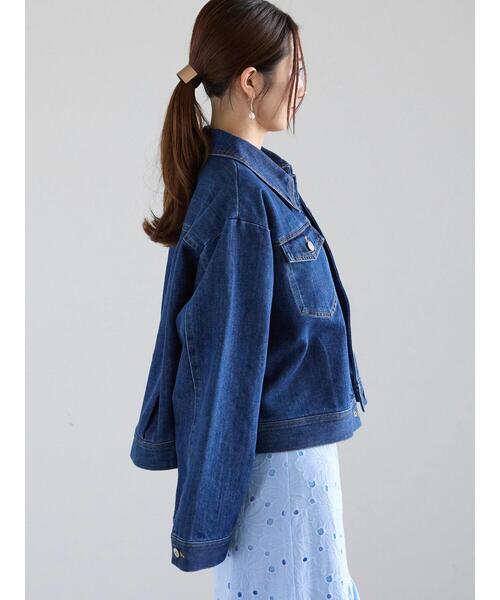 Te chichi(テチチ)の「デニムルーズシルエットGジャン(ノーカラージャケット・レディース・ブルー・F)」の5枚目の写真