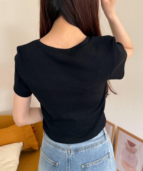 WEGO(ウィゴー)の「WEGO/コンパクトリブT(Tシャツ/カットソー・レディース・ブラック/オフホワイト/レッド・MEDIUM/SMALL)」の21枚目の写真