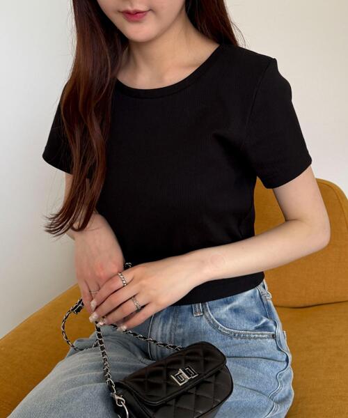 WEGO(ウィゴー)の「WEGO/コンパクトリブT(Tシャツ/カットソー・レディース・ブラック/オフホワイト/レッド・MEDIUM/SMALL)」の19枚目の写真