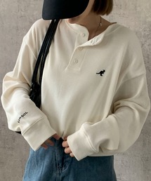 KANGOL | 【25年秋冬新作】【KANGOL】別注ワッフルBIGロンT ヘンリーネック/バックロゴ(Tシャツ/カットソー)