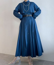 プリーツフェイクレザーベルトワンピース(HARE)